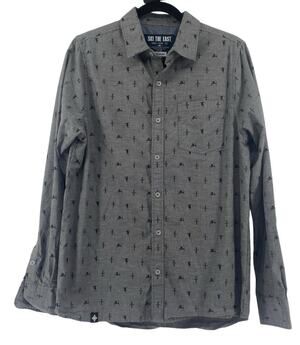 Ski the East Men's Shirt Skier Pattern Button-Down Size Medium